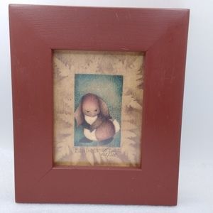 Barbara A. Palmer Limited Edition Folk Art Bunny PRINT 102/500 Wood Frame 2002